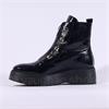 Wonders Bristol Front Zip Stud Boot - Navy Patent